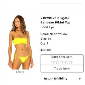 COPY - Revolve Brigette Bandeau Bikini Top - Bond Eye. Size Medium. Yellow